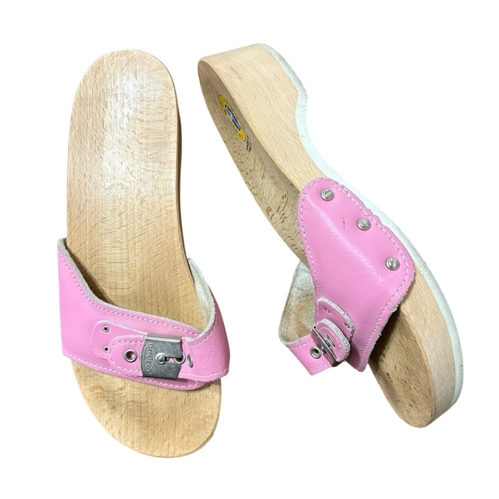 Dr. Scholl’s Original Wooden Sandals Size 6 Pink Made in Italy 70s 80s Y2K
